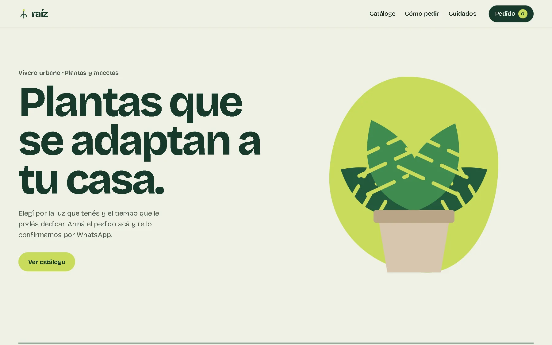 Catálogo de plantas de Raíz con filtros y pedido